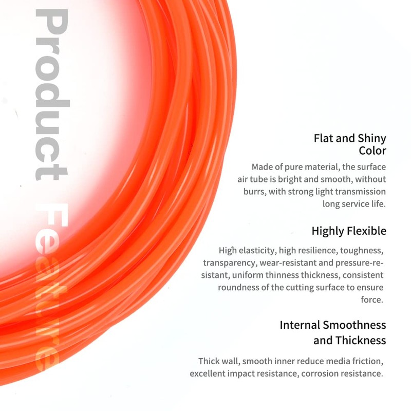 CGELE Pneumatic Tubing Orange PU Air hose Pipe Tube Kit