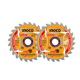 INGCO 2-Pack 165mm Ultra-thin TCT Saw Blade Set 24T, 20mm Arbor, 16mm Reduction Ring