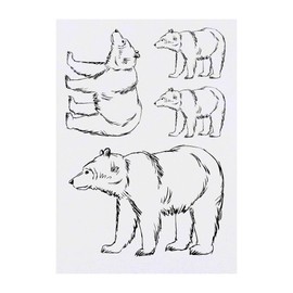 Azeeda 4 x 'Bär, Strichzeichnung' Temporäre Tattoos - Wasserfest, Hautfreundlich & Ungiftig · Transfers in Verschiedenen Größen (TO00071240)