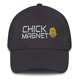 CreativeTees4You Chick Magnet Funny Easter Chick Embroidered Dad Hat Adjustable Cotton Cap Dark Grey