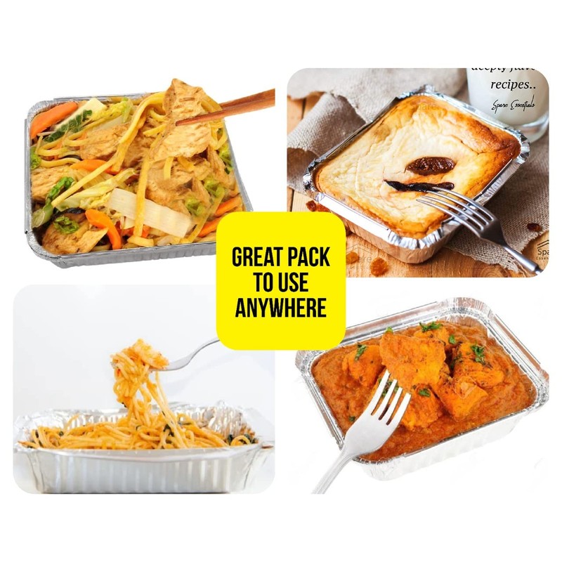 Zuvo Large Disposable Aluminium Foil Trays Containers with Paper Lids