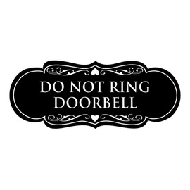 Signs ByLITA Designer Do Not Ring Doorbell Sign(Black) - Medium
