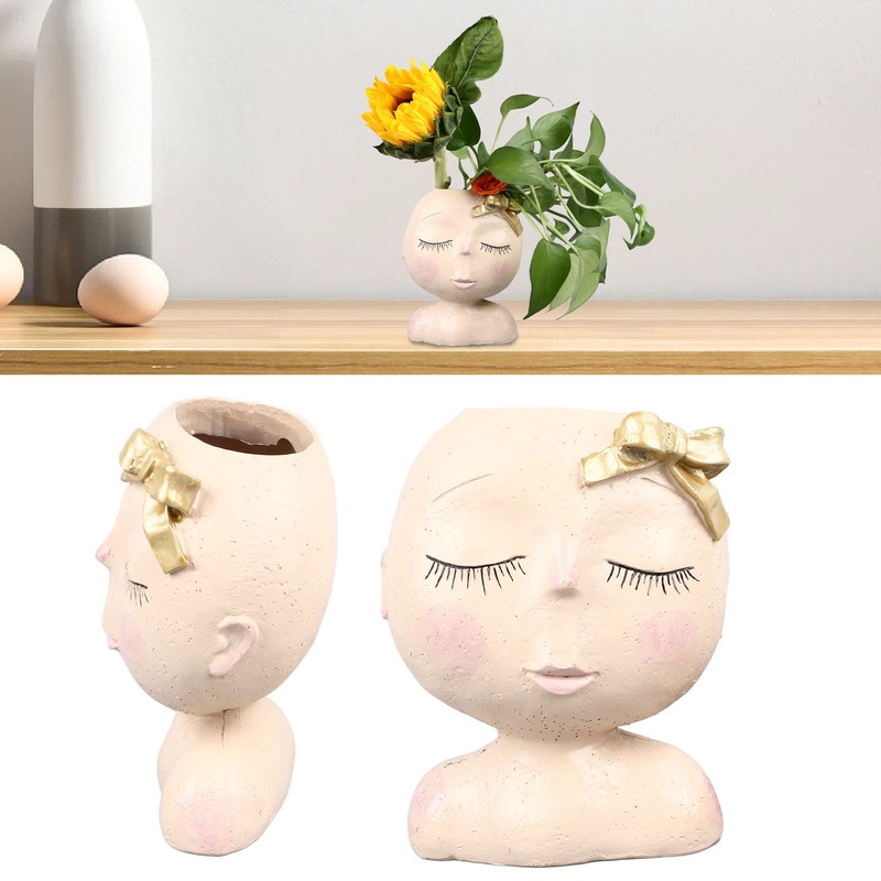 Face Flower Pot Head Planter Pots Resin Succulent Planter with