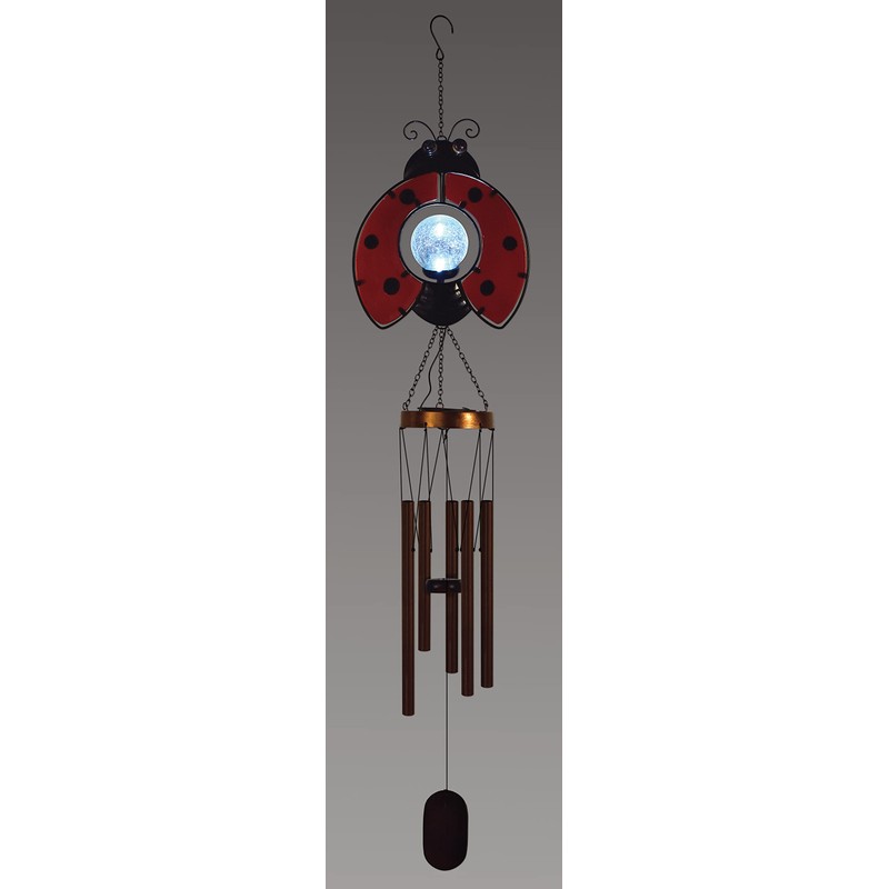 Sunset Vista Designs Collection Solar Wind Chime, Ladybug, 7.48" x