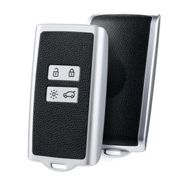 OATSBASF Car Key Case for Renault, 4-Button Key Case Cover for Renault Clio Espace 5 Master Bus Talisman Megane USW Fluence Duster Megane Kadjar Coque Captur Zoe Koleos Scenic (PW Silver)