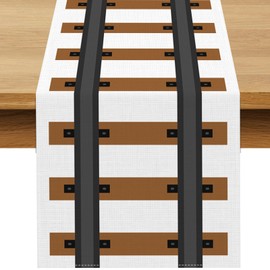 Buxiuer Polar Railroad Train Track Table Runner Christmas Train Express Birthday Party Decoration Wild West Dining Room Home Kitchen Island Decor (13" x 72")