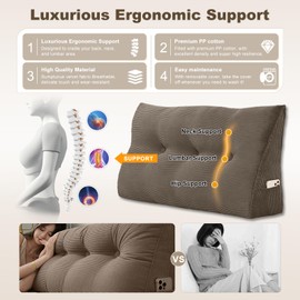 Shuyeon Wedge Pillow Headboard Triangular Bed Wedge Pillow for Headboard, Headboard Pillow Reading Pillow for Daybeds and Bunk Beds with Removable Velvet Cover