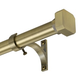 Window Curtain Rods 36 to 72 Inches, 1 Inch Heavy Duty Modern Decorative Telescoping Drapery Rod with Solid Aluminium Alloy Brackets and Square Finials, Length Adjustable, Antique Bronze