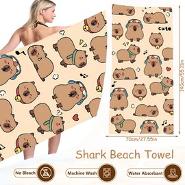 ZPSOSPZ Capybara Beach Towel, Cute Animal Beach Towel, Capybara Animal Beach Towel, Capybara Quick-drying Towel for Travelling Swimming Camping Beach Water Sports (70 * 140 CM)