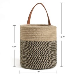 RoEsha 2 Pack Jute Woven Hanging Basket Handmade Rustic Wall Storage Boho Home Decor
