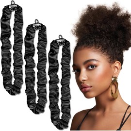 Adjustable Hair Tie Silk Satin Extra Length Hair Scrunchies No Slip Ouchless Hairband for Women-Stylish, Durable, Easy Use Hair Accessories for Thick Curly Natural Hair, Ponytails, Locs, 3PCS