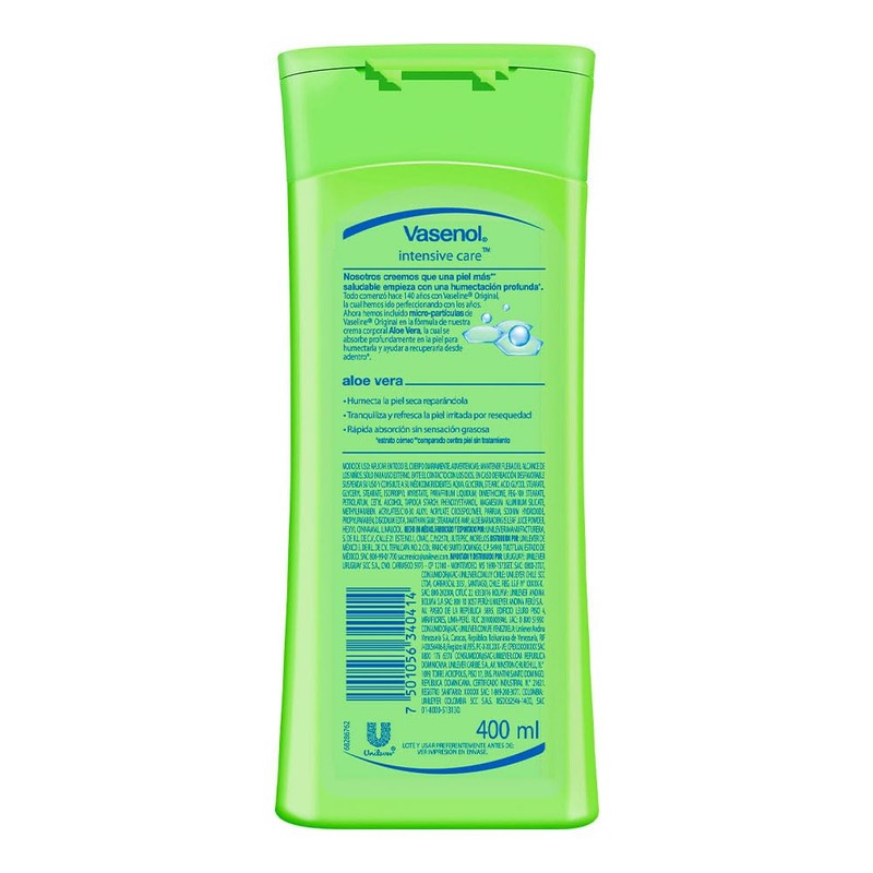 VASENOL Crema Corporal cuidado intensivo Aloe Fresh 400 ml