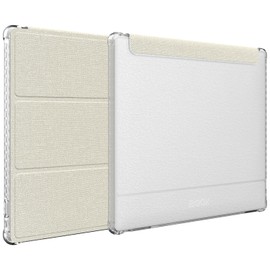 TUDIA SKN FLIP Designed for Onyx Boox Go 7 / Go Color 7 Case (Gen 1 & 2, 2024/2025) – [Enhanced Auto Wake/Sleep Function] Slim Shockproof Trifold 7" Cover with Transparent TPU Back (Beige)