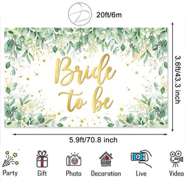 VanillaBay Bride to Be Backdrop Sage Green Eucalyptus Leaves Bridal Shower Backdrop Engagement Bachelorette Party Decorations Photography Background 70.8x43.3in