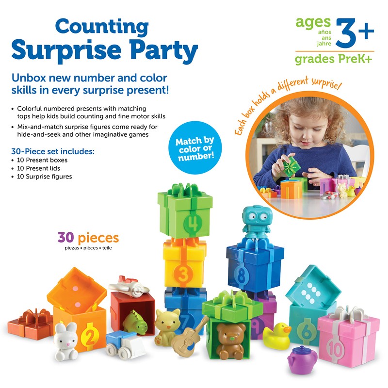 Learning Resources Counting Surprise Party - Toddler Montessori Toys, Stacking