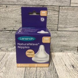 Lansinoh NaturalWave Baby Bottle Nipples, Slow Flow, Size S, Anti-Colic, 2 Count