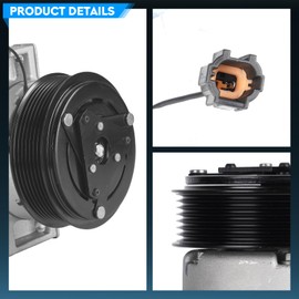 TadaMark Air Conditioner AC Compressor with Clutch Fit for Nissan for Pathfinder 4.0L 2005-2012, for NV1500 & NV2500 4.0L 2012-2021, for NV3500 4.0L 2012-2020, Replace for CO-10865JC