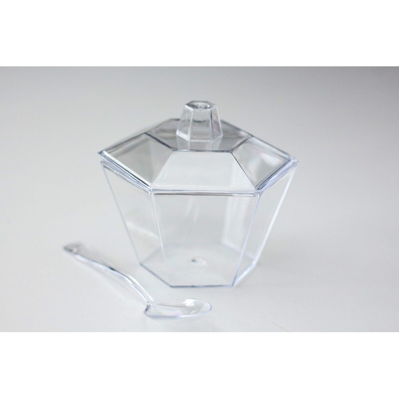 Oasis Creations Hexagonal Mini Bowl-Lids & Spoons Included- 3.3 ounce