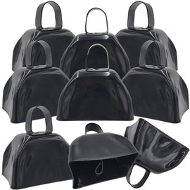 The Dreidel Company Metal Cowbell Noisemaker Cheering Bell, New Years, School Classroom, Wedding Bells & Chimes Percussion Musical Instruments Call Bell Alarm, 3" (Black, 6-Pack)