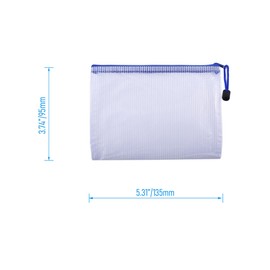 Skweawert 3 Pcs 3.74" x 5.31" B8 Sizes Mesh Zipper Pouch Bags, Mesh Bags with Zipper，Waterproof Clear document pouch for Organization Puzzles Travel, Office, Classroom Organization, B8 White