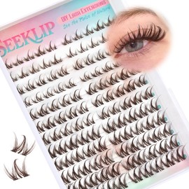 Bunny Lash Clusters Brown Manga Lash Clusters Spiky Doll Individual Lashes 120Pcs D Curl 8-16MM Dark Brown Doe Eyed Spider Cluster Eyelash Extensions with Clear Band for DIY at Home (Narcissus-Brown)