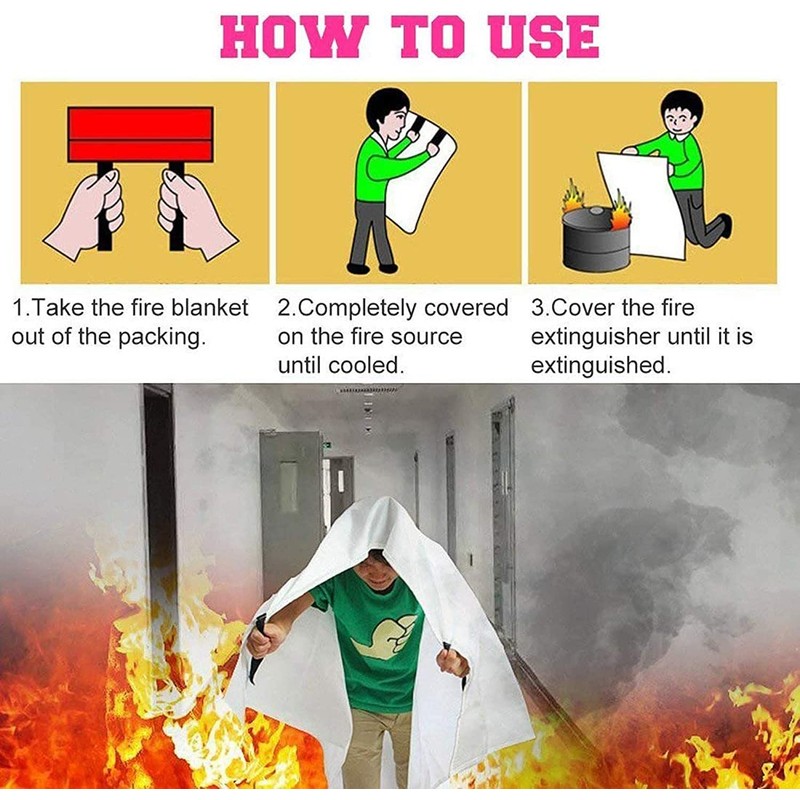 TONYKO Fiberglass Fire Blanket for Emergency Surival, Flame Retardant Protection