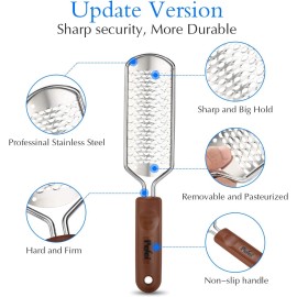 Pefei Professional Pedicure Foot File, Stainless Steel Detachable Foot Scrubber