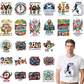 Soccer DTF Transfers Ready to Press, 24 PCS Global Football Tournament Iron-on Transfers, National Team Sport Iron on Decals for T-Shirts, Fan Jerseys, and DIY Game Day Crafts