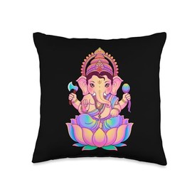 Hindu Ganesha Puja Elephant God India Meditation Yoga Murti Throw Pillow