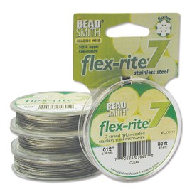 The Beadsmith Flex-Rite 7 Strand Nylon Coated, Stainless-Steel Beading Wire, Jewelry Making Supply (.012 Dia, Clear - 30 Ft)