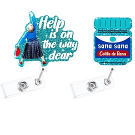 Help is On The Way Dear Cute Carrete de insignia, divertido soporte retráctil para carrete de insignia de Sana Sana para etiqueta de identificación y clip de cocodrilo retráctil para enfermera, médico