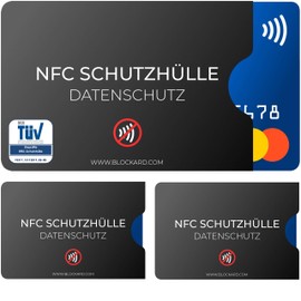 NFC Protective Case (Pack of 3) TÜV-Tested Made of Plastic for Credit Cards, ID Cards, Bank Cards, 100% NFC Protection, Credit Card Protective Case, RFID Blocker, Credit Card Sleeve, Shielded