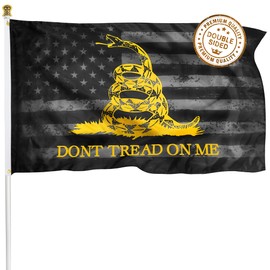 XIFAN Premium Double Sided Don't Tread On Me Gadsden Black American Flag - Heavy Duty 3ply Polyester Durable Vibrant Print Double Stitched - 3x5 FT Tea Party Rattlesnake Indoor Outdoor Banner