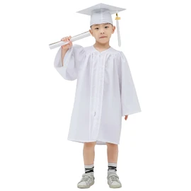 GraduationMall Matte Kindergarten & Preschool Graduation Gown Cap Set with 2024 Tassel White 36 (4'3"-4'5")