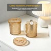 Flrolove 4pcs Amber Glass Qtip Holder, 10oz Bathroom Organizers and
