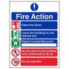 V Safety General Fire Action 5 Message Sign - Portrait