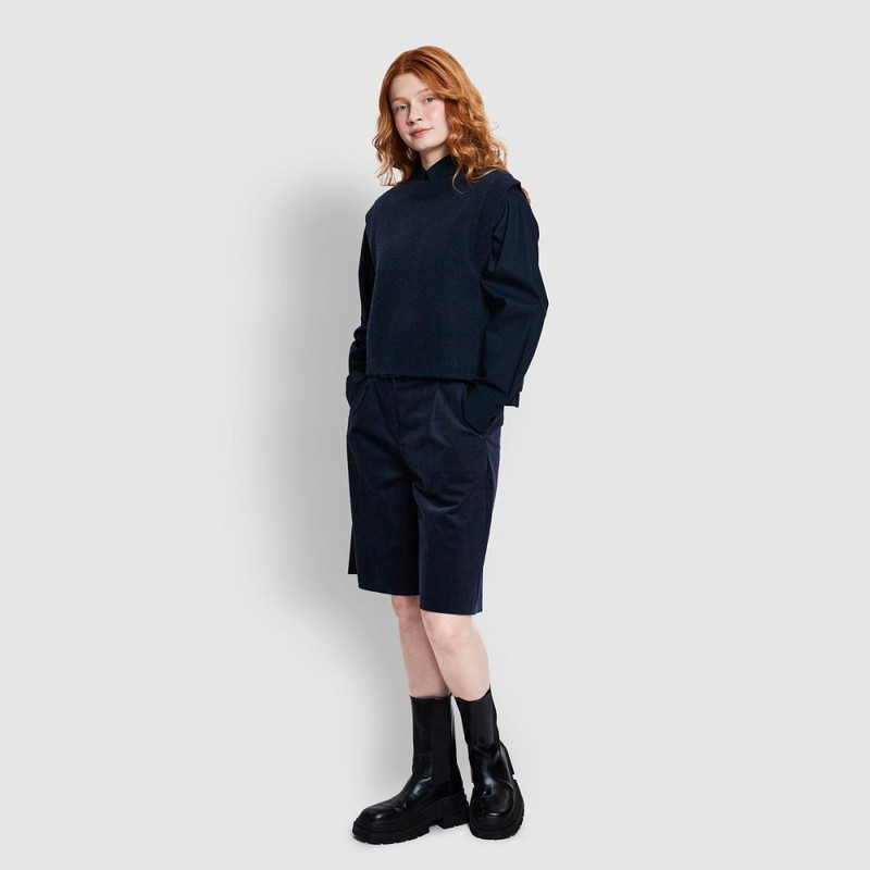 JAJU [JAJU/자주] 여 울 블렌디드 트임 베스트_네이비 [JAJU] Women's Wool