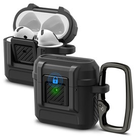 Spigen Lock Fit Designed for AirPods 4 Case (2024) Secure Locking Clip for Drop Protection - Matte Black