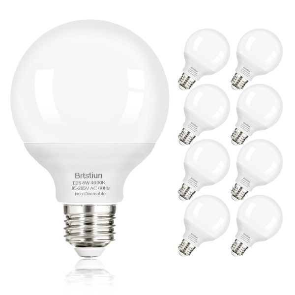 Brtstiun G25 LED Light Bulbs, Round Vanity Light Bulbs for