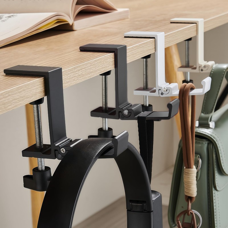 2-Pack Foldable Aluminum Desk Hook - Space-Saving Desk Hook for