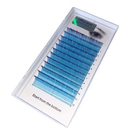 Alluring Mixed Size Color Lashes for Volume Eyelash Extenions C .07mm thickness (C .07x14mm, Light Blue w/Dark Blue Tips)