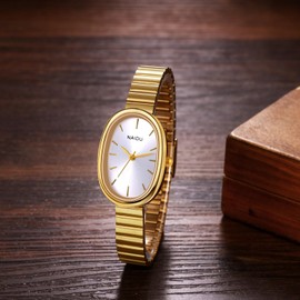 Avaner Women's Ultra-Thin Oval Watches: Stainless Steel Slim Strap Small Face Ladies Elegant Dress Wrist Watches