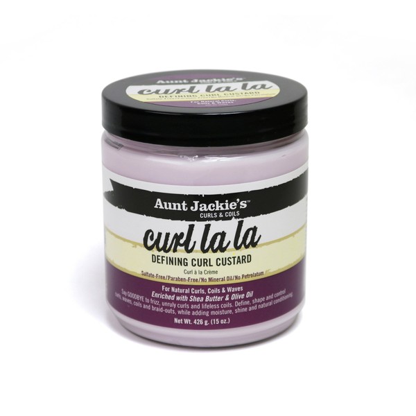 Aunt Jackie's Curls and Coils Curl La La Defining Curl Custard for Natural Hair Curls, Coils and Waves Enriched with shea Butter and Olive Oil, 15 oz
