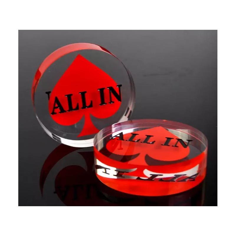 All In Acrylic 3" Diameter Acrylic Poker All In Button