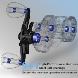 Cadence Vigor Baitcasting Reels - 9+1BB Super Smooth Baitcaster Reels with 20lbs Carbon Fiber Drag, 6.7oz Ultralight Fishing Reels, Low Profile Casting Reels with Magnetic Braking System