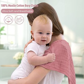 Yoofoss Muslin Burp Cloths for Baby 10 Pack 100% Cotton Baby Washcloths for Boys Girls Large 20''X10'' Super Soft and Absorbent Bean Paste