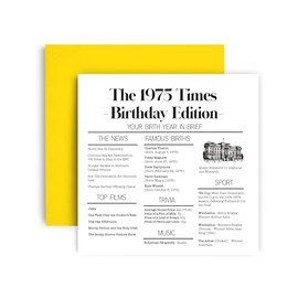 Huxters Birthday Cards for Son or Daughter – The Birthday Newspaper Born in1975 - Cards for Women Her or Men Him Mum Dad Auntie Uncle Brother Sister 14.8cm (1975