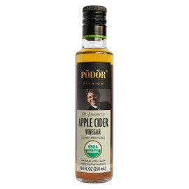 PÖDÖR Premium Organic Apple Cider Vinegar - 8.4 fl. Oz. - 100% Natural, Aged in Oak Barrels, Fermented, Unfiltered, Vegan, Gluten-Free, Non-GMO in Glass Bottle