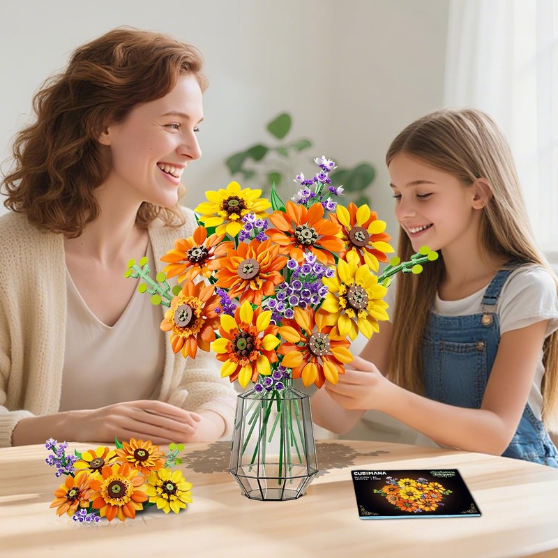 CUBIMANA Sunflower Bouquet Kit with Lights for Adults