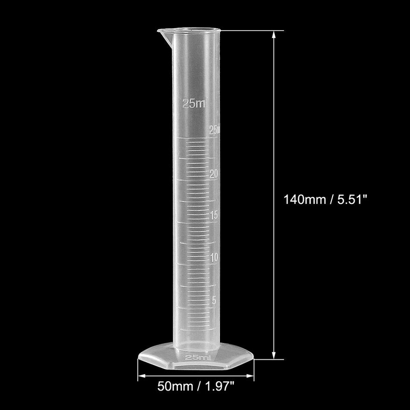 Sourcingmap Plastic Graduated Cylinder, 25ml Measuring Cylinder, Science Test Tube